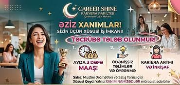 iş daye: Satış məsləhətçisi tələb olunur, Yalnız qadınlar üçün, Təcrübəsiz — 1