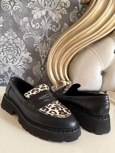 Şəxsi əşyalar: Qadın loaferləri – qalın platformalı, leopard naxışlı üst hissə - — 2