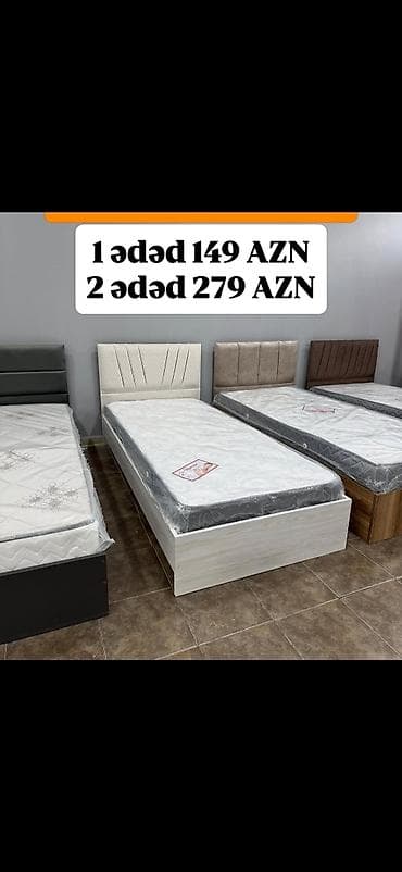 mini masa: Tək nəfərlik çarpayı + döşək dəstləri - Müxtəlif başlıq dizaynları — 1