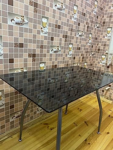 Mətbəx masası, Açılmayan, Şüşə, Dördbucaq masa