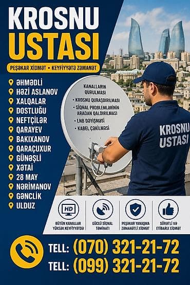 Peyk antenalarının quraşdırılması: Krosnu ustası – peşəkar quraşdırma və sazlama xidməti Xidmətlər: - — 1