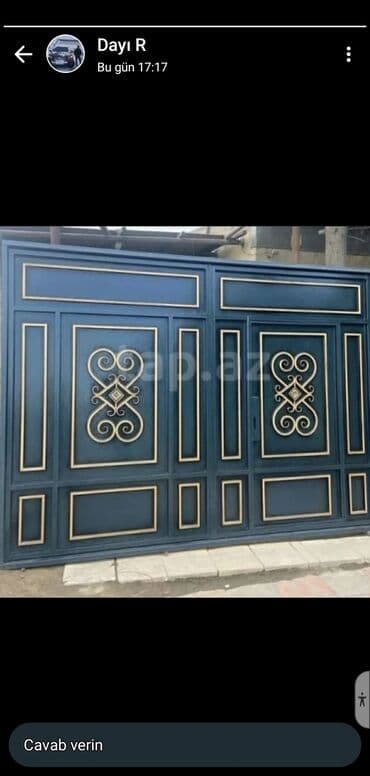 жер тошок: Железо Дворовые ворота, Распашные, 3 м, Механические, С дверью, цвет - Голубой, Нет кредита, Платная установка, Платная доставка — 59