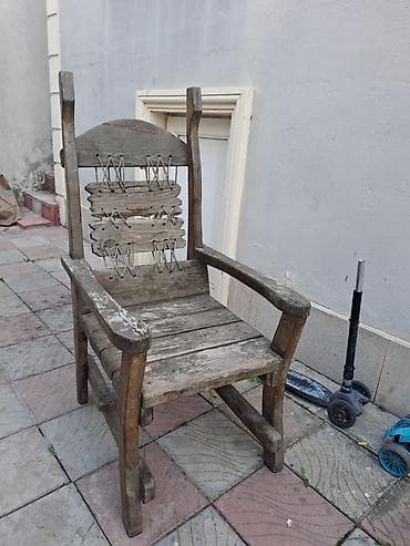 Rustik taxta bağ dəsti - Tərkibi: böyük düzbucaqlı masa, 6 ədəd — 2