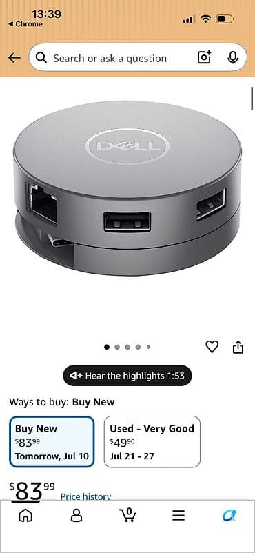 komputer dell: Orijinal Dell ötürücü adapteri. 7 portu var. HDMI, DisplayPort — 3