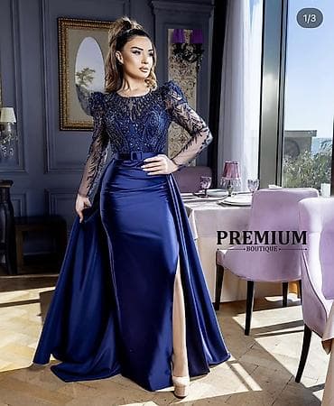 Məhsul: Premium Boutique gecə/libas - Rəng: tünd məxməri göy (navy) -