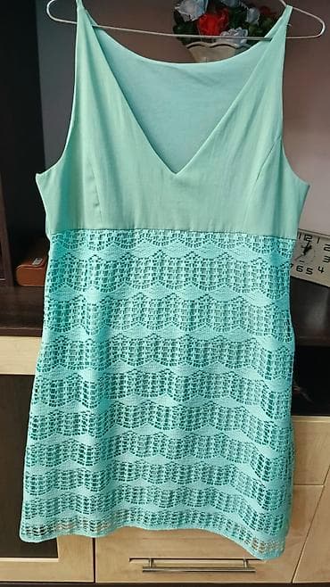 gundelik don: Zərif qadın donu – açıq firuzə rəngi - Model: qolsuz, dizə qədər — 1