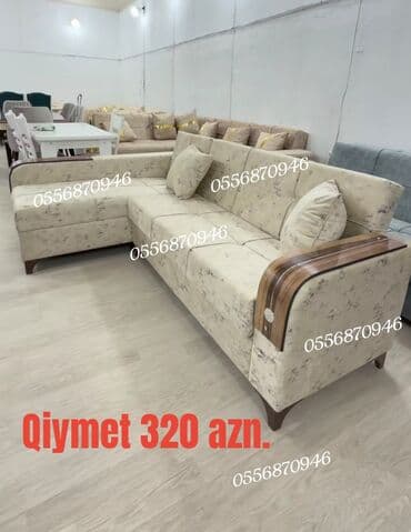 işlənmiş mebelər: Künc divan, Qonaq otağı üçün, Parça, Bazalı, Açılan, Kitab — 10