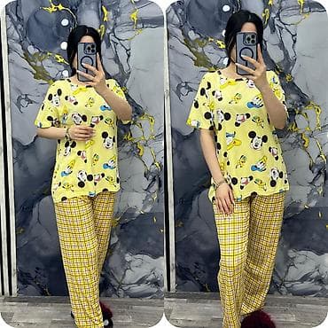 Gecəliklər: Qadınlar üçün iki hissəli ev geyimi dəstləri - Model: qısaqol, rahat — 6