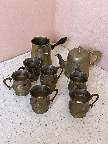 cay desti: Çay dəsti, rəng - Qızılı, Metal, 6 nəfərlik — 2