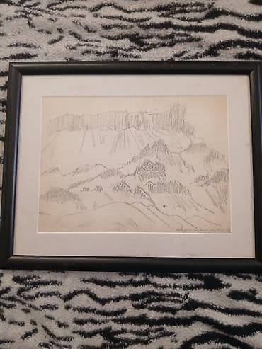 Pastel dəstləri: Satış: Çərçivəli qrafika əsərləri (2 ədəd) - Mövzu: Dağ mənzərələri — 9