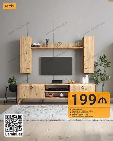 Düz TV altlığı, Polkalı, Laminat