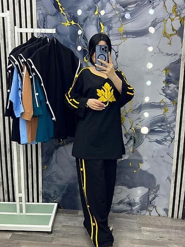 Qadın üçrəng dəst – oversize tunika və geniş şalvar - Model: rahat