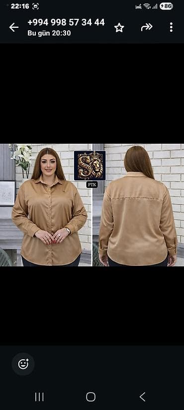 yeni geyim: Qadın üçün klassik düyməli köynək – Plus size - Kəsim: rahat, düz — 2