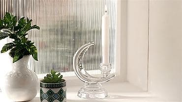 Şüşə “Aypara” dizaynlı şamdan - Material: şəffaf, qalın şüşə -