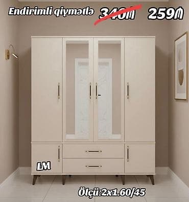 Dörd qapılı dolab Endirimde Qiymət : 259₼ Ölçü : 2 x 1.60 x 45 Yeni və — 1