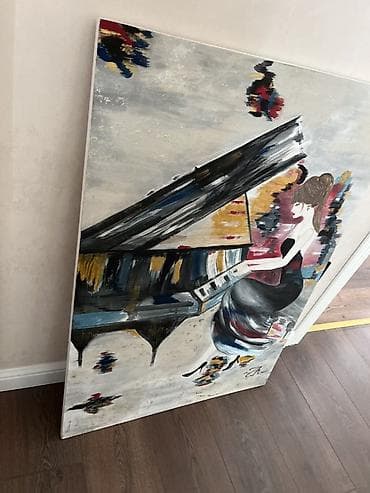 tarsofka boya: Rəsm əsəri – “Pianoda qadın” mövzulu, iri ölçülü kətan iş. - — 3