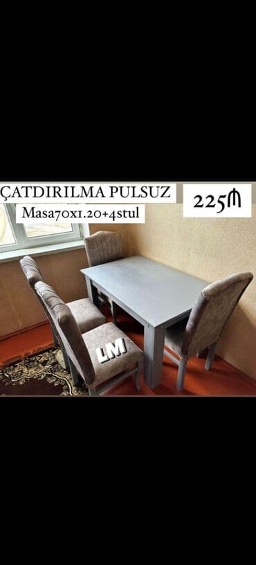 Açılmayan, Dördbucaq masa, 4 stul