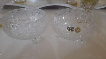 əl dreli: Bohemia Crystal üçlü şirniyyat/mişar qaşıq qabları dəsti - Mənşə: Çex — 2