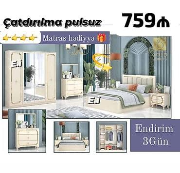 Yataq otağı dəsti – klassik krem rəngində Dəst tərkibi: - Qarderob: 4