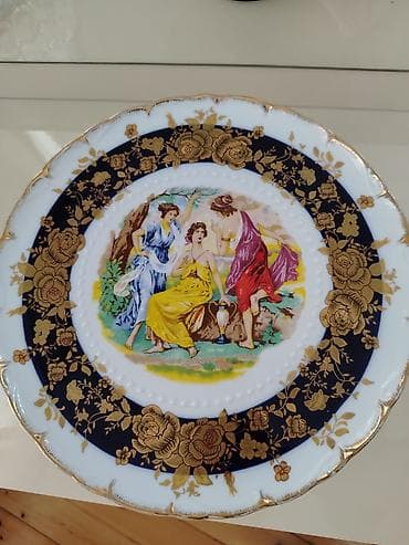 Tort və şiriniyyat qabı, rəng - Göy, Farfor, Çexiya