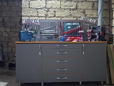 Usta masa dəsti – alət panelli - Ölçü: təxminən 2 m enində, geniş iş