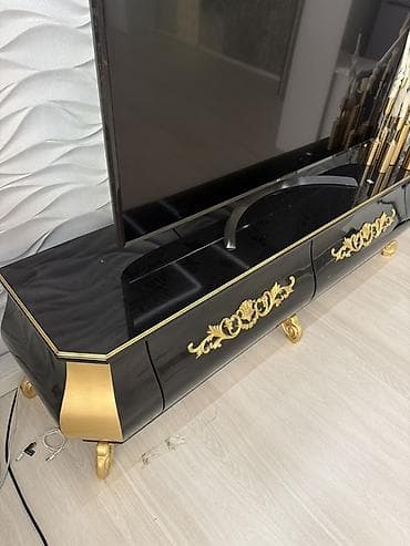 salon mebli: Düz TV altlığı, Polkalı, Taxtalı — 3