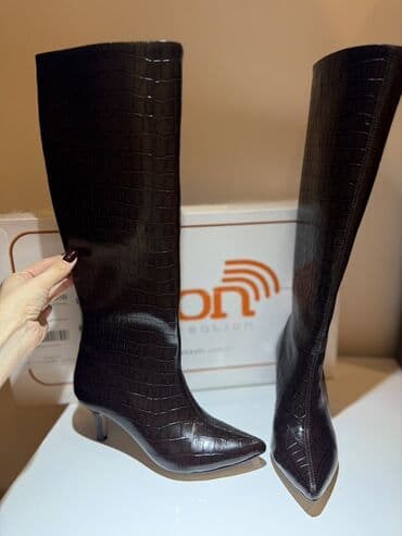 Makasin və loferlər: Yenidir! Razmer sehvdir deyə satılır! Qadın uzun çəkmə – qəhvəyi — 4