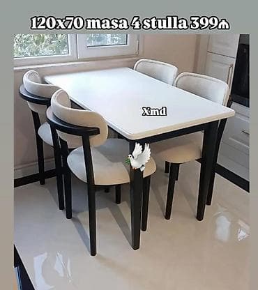 beton panel satilir: Mətbəx üçün, Yeni, Açılmayan, Dördbucaq masa, 4 stul — 1