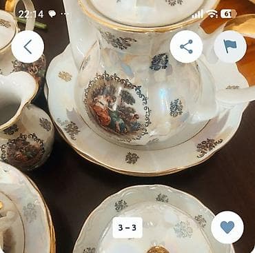 cay dəsti: Çay dəsti, rəng - Ağ, Farfor, Madonna, 6 nəfərlik, Almaniya — 3