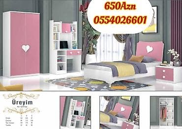 set mebel: Oğlan və qız üçün, Yeni, Təknəfərlik çarpayı, Yazı masası, Dolab, Tumba — 2