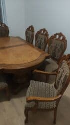 tek neferlik yataq: Qonaq otağı üçün, İşlənmiş, Açılan, Dördbucaq masa, 8 stul — 8