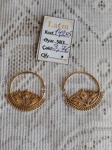 tek qas sirqalar: Sırğa, Sarı qızıl, 583 Əyar — 1