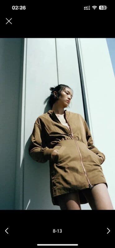 bənövşəyi gül şəkilləri: Zara devetüyü rəngli, uzunqol bomber don. Ön hissədən fermuarla — 6