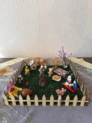 suni ağaç: Novruz mövzulu dekorativ maket - Əl işi kompozisiya: taxta hasarlı — 1