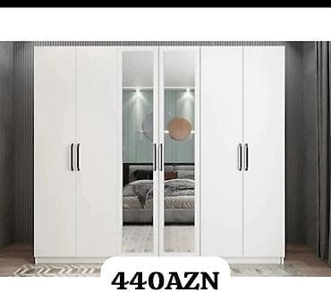 modern qapilar: Yeni, 6 qapı, Güzgülü, Ağ, Açılan, Düz dolab — 3