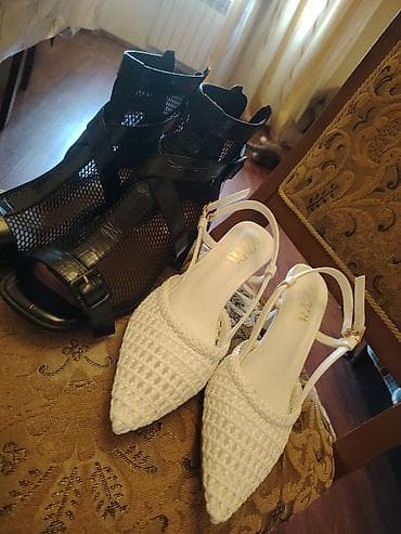 Basanoşka və səndəllər: Məhsul: Qadın ayaqqabıları – 2 cüt 1) Qara torlu sandal/bootie - — 2