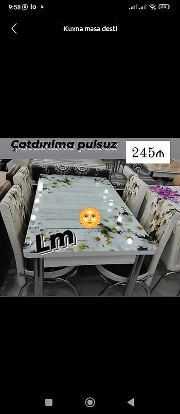 stol stul metbex ucun: Dördbucaq masa, Mətbəx üçün, 4 nəfər, Açılan — 1