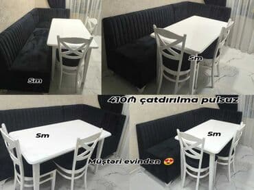 stul ev ucun: Qonaq otağı üçün, Açılmayan, Dördbucaq masa, 4 stul — 19