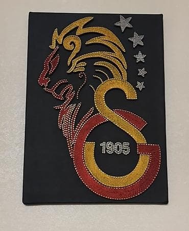 Qalatasaray loqosu temalı dekorativ tablo - Material: qara kətan