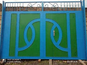 İşlənmiş Dəmir Həyət darvazası, Yana açılan, Mexaniki, Şəbəkə ilə, rəng - Göy, Kredit yoxdur, Ödənişli çatdırılma