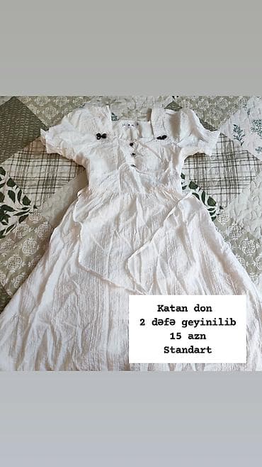 Katan parça ağ don - Model: qısa qollu, kvadrat yaxalı - Ön hissə lalafo.az -da Katan parça ağ don - Model: qısa qollu, kvadrat yaxalı - Ön hissə