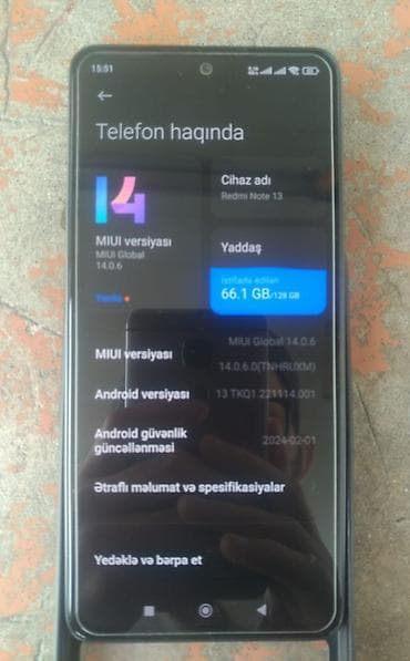 honor x6 qiymeti: Redmi Note 13, 128 GB, rəng - Qara, Sensor, Barmaq izi, İki sim kartlı — 5