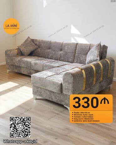 Künc divan, Açılan, Bazalı, Vеlur parça, Şəhərdaxili pulsuz çatdırılma