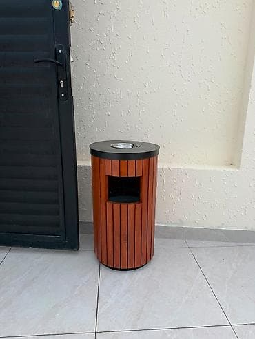 yemək qabları: Taxta üzlü açıq məkan zibil qutuları - Silindrik forma, şaquli taxta — 4