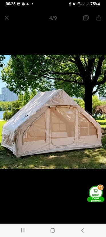 Гантели: Xaki rəngli iri həcmli düşərgə çadırı Ölçü: 210 × 300 sm (foto — 2