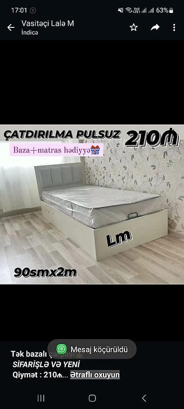 dosekler: *Tək bazalı çarpayı*👑 _*SİFARİŞLƏ VƏ YENİ*_ *Qiymət : 210₼* Ölçü  — 1
