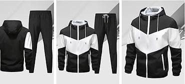 ucuz kurtkalar: İdman dəsti – kapüşonlu üst və şalvar - Rənglər: qara-ağ və mavi-ağ — 3