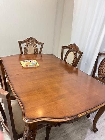 Qonaq otağı üçün, İşlənmiş, Açılan, Oval masa, 6 stul