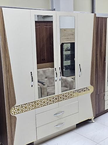 2el dolablar: 3 qapılı, Güzgülü, Bej, Taxta, Açılan, Düz dolab — 1