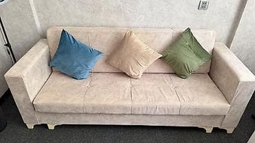 divan sultan: Bej rəngli 3 yerlik divan - Minimalist, düz xətli dizayn – geniş — 3